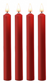 Набор из 4 красных восковых свечей Teasing Wax Candles Large (Цвет: красный)