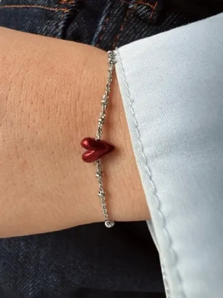 Браслет Валентина полюбила, бургунди / dark red