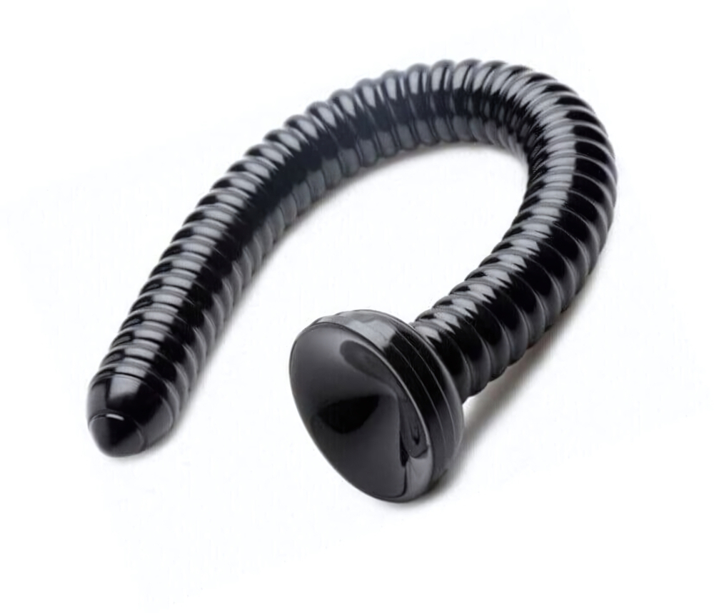 Черный анальный стимулятор-гигант Hosed Ribbed Anal Snake Dildo - 50,8 см. (Цвет: черный)