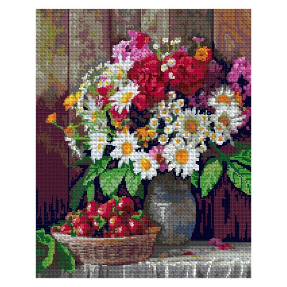 Алмазная мозаика 40*50см полн.заполн. "Цветы с клубникой" (Lori)