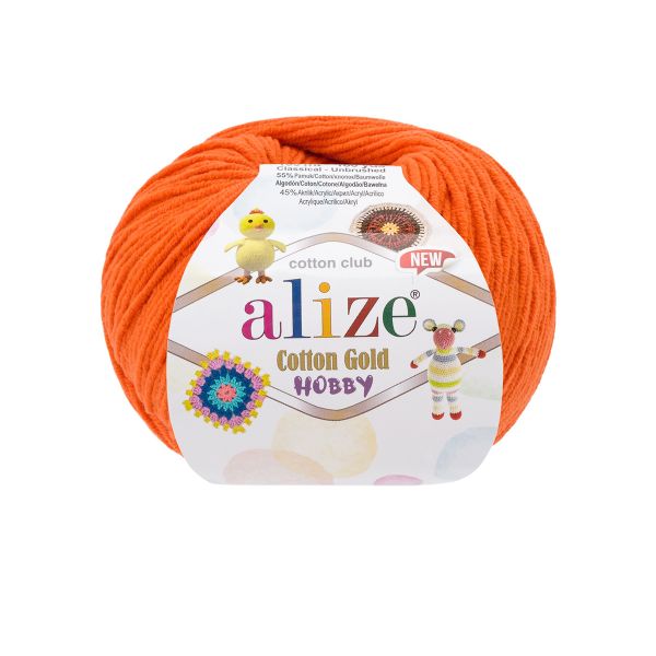 Пряжа Alize (Ализе) Cotton Gold Hobby New / уп.10 мот. по 50 г, 165 м, 37 оранжевый