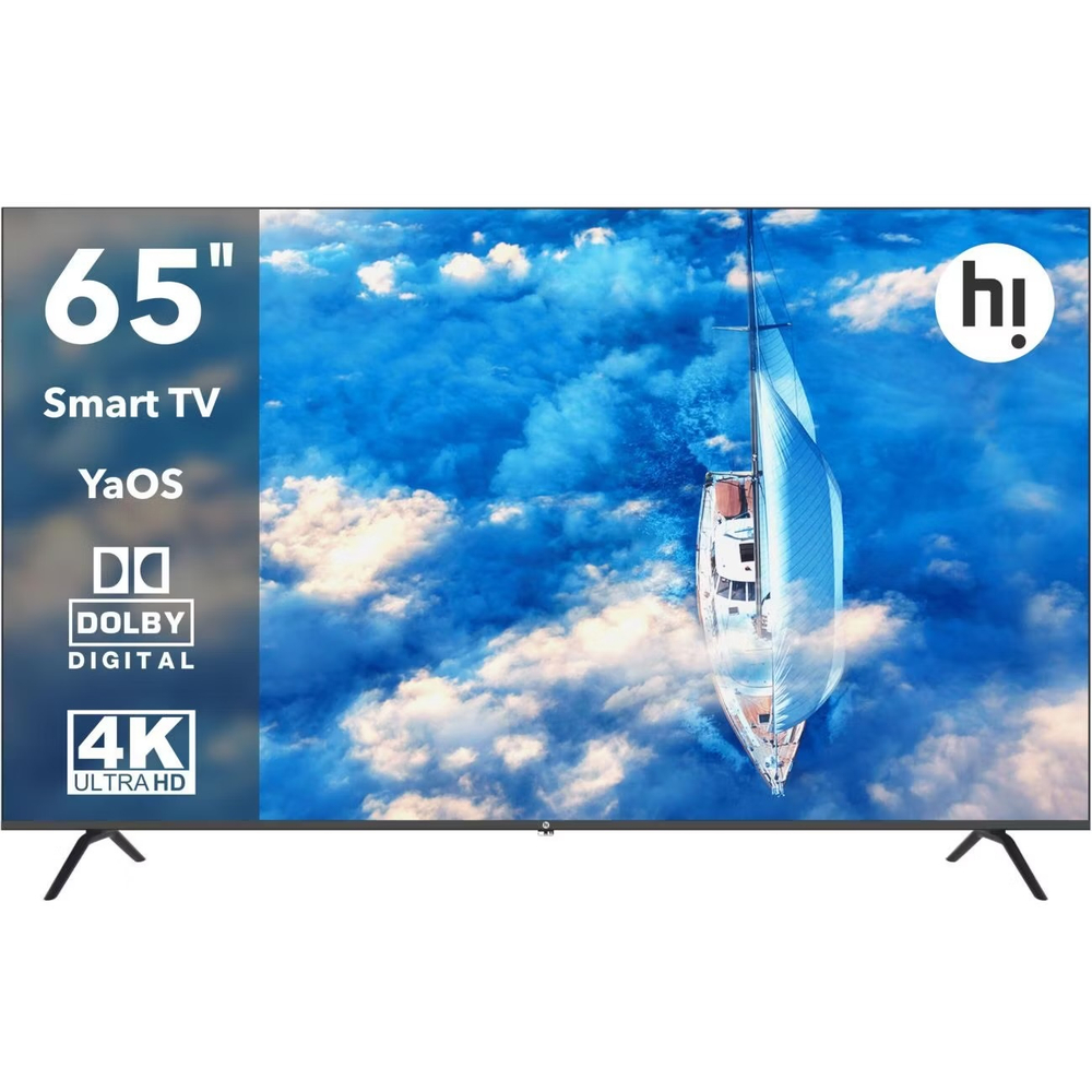 Телевизор Hi HY-65U01FB, 163см, 4K Ultra HD, LED, HDR, OS YaOS+11, черный