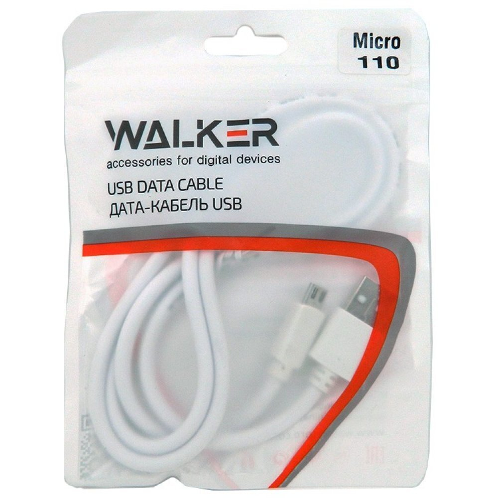 Кабель USB "WALKER" C110, Micro USB, в пакете, белый