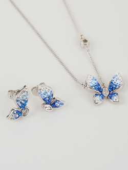 Колье Голубая бабочка с кристаллами Swarovski