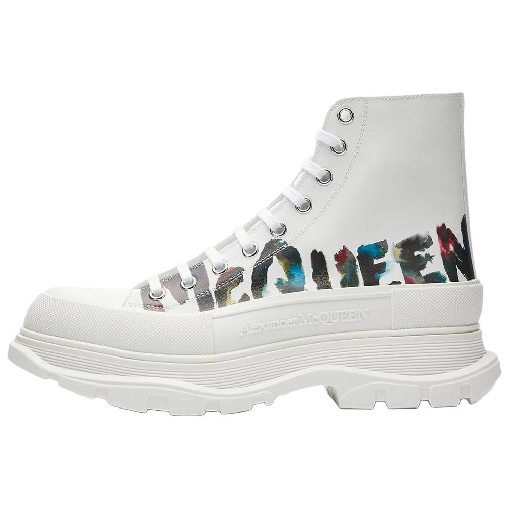 Alexander McQueen Tread Slick Boot Graffiti White Multicolor