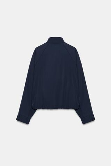ZARA КОМБИНИРОВАННАЯ КУРТКА ИЗ ТЕХНИЧЕСКОЙ ТКАНИ, БЕЖЕВЫЙ/ТЕМНО-СИНИЙ