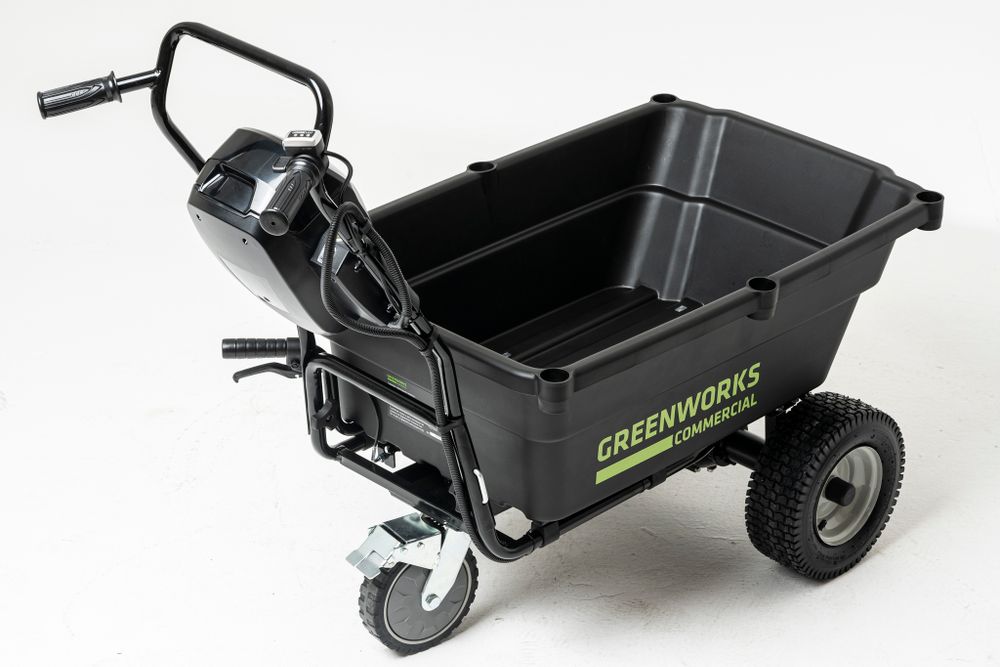 Аккумуляторная самоходная садовая тележка Greenwork 82GCK5, 7400607UB,82v, 106 л, АКБ 5 А·ч и ЗУ