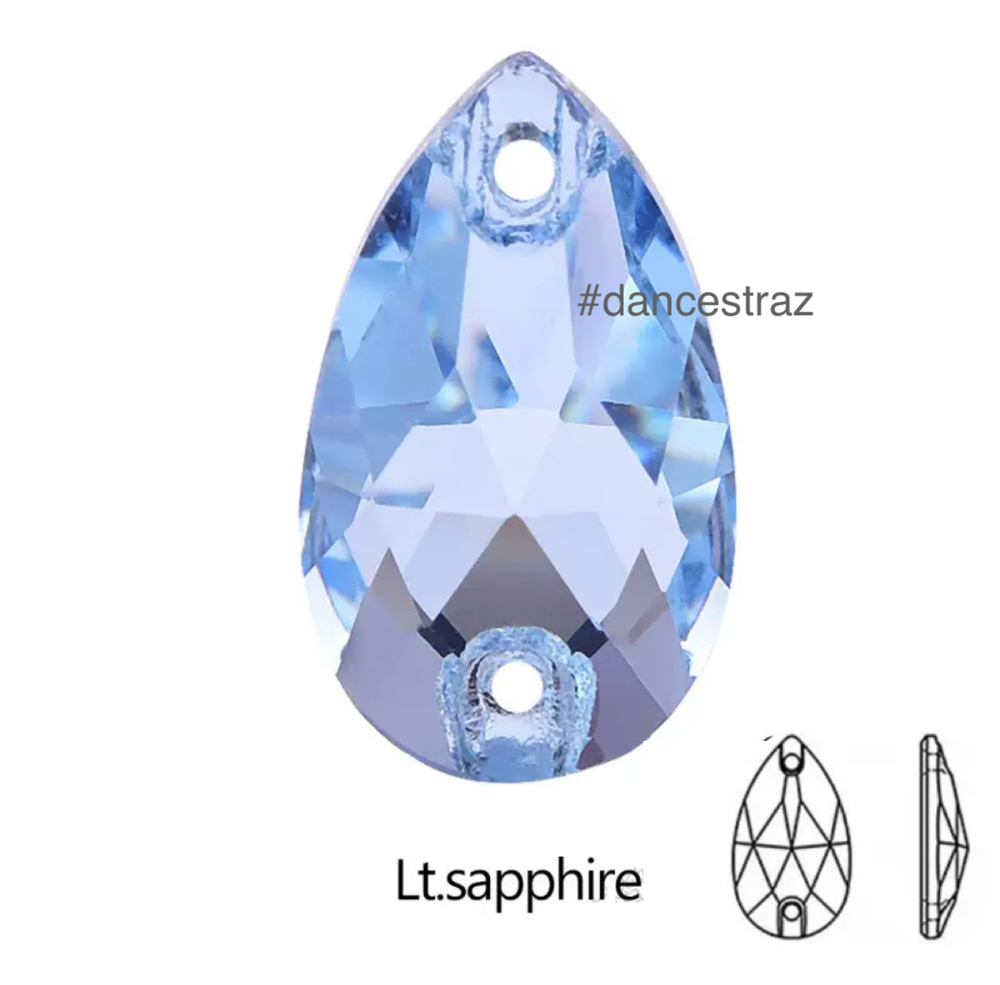 Стразы пришивные, Teardrop, Light Sapphire, 211, 16*25mm, (36 ea/pkg), 5A+, (F2)