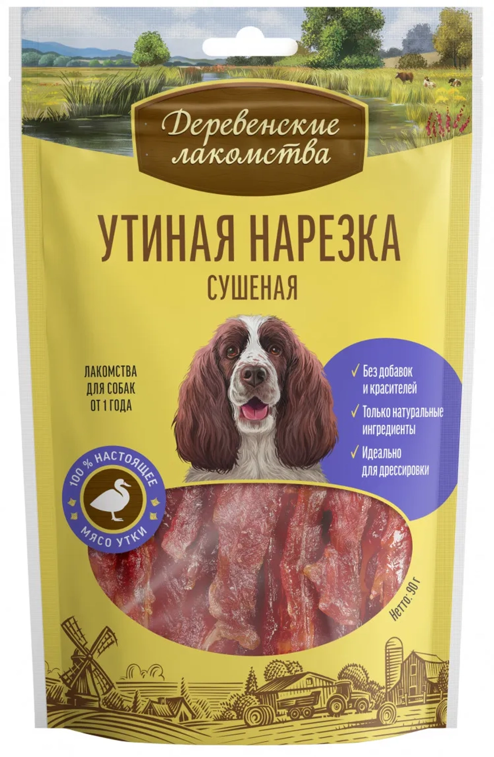 Деревенские лакомства для собак утиная нарезка сушеная 90 г