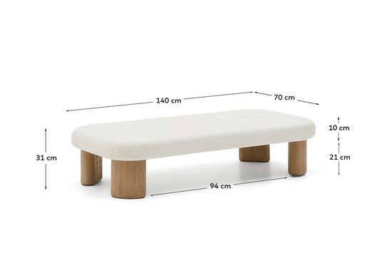 Журнальный столик Labra из цемента и акации 140 x 70 см