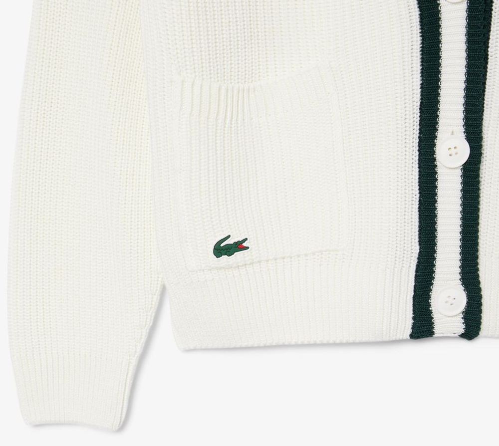 Женская теннисная куртка Lacoste Badge Accent Wool Blend Golf Cardigan - white/green