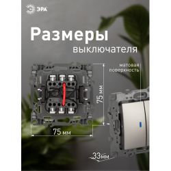 Выключатель ЭРА Серия 12 12-1105-16 двойной с подсветкой, 10АХ-250В, титан | Эра 12