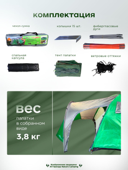 Палатка Nature camping 1036 кемпинговая, для походов, отдыха, туризма, треккинга и походов на легке. Лотос - символ палатки.