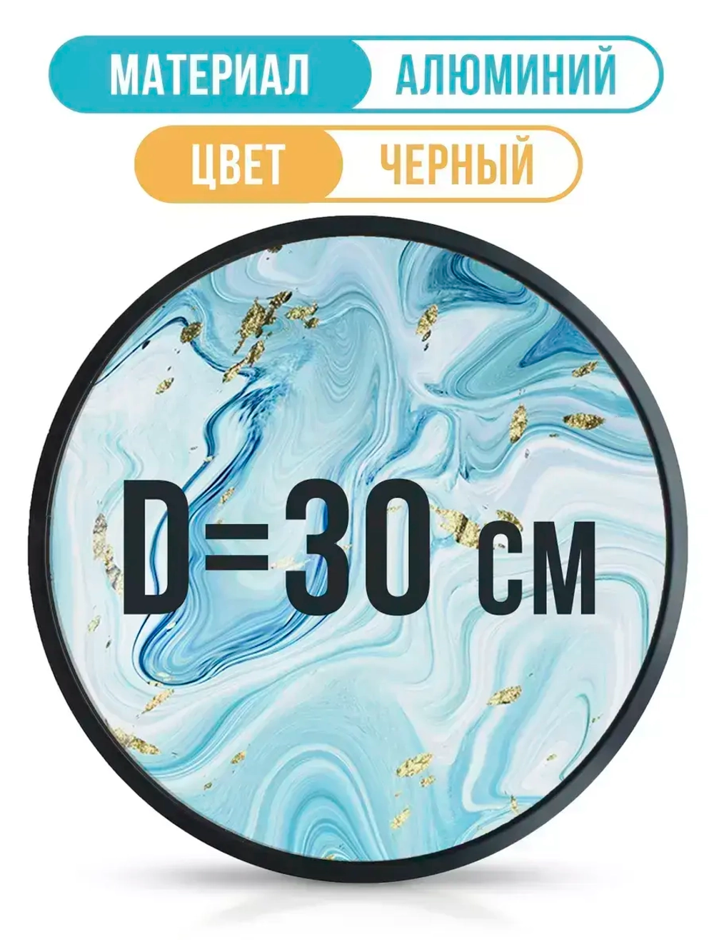 Круглая фоторамка 30 см, черная