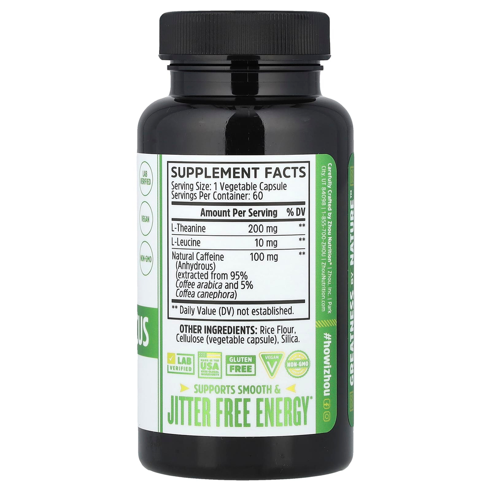 Zhou Nutrition, Energy + Focus`` 60 растительных капсул