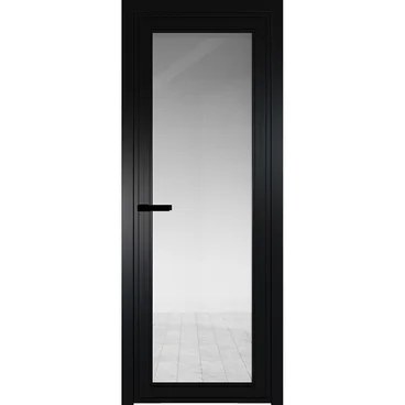 Алюминиевая межкомнатная дверь AGP 1 чёрный матовый RAL 9005 стекло прозрачное