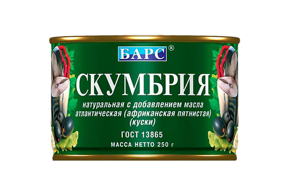 Скумбрия Барс атлантическая натур с маслом ж/б 250г ключ, шт