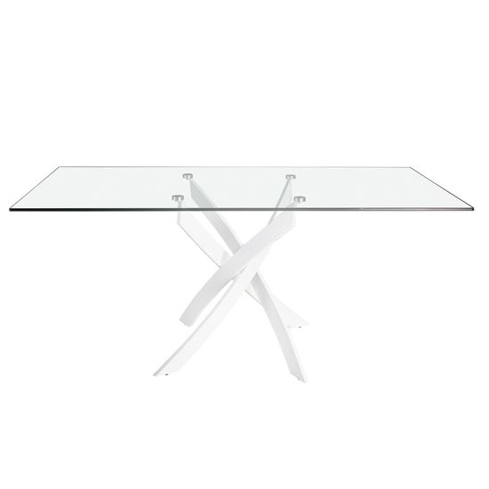 Прямоугольный обеденный стол 1138/F2133-BLANCO 150x95 стеклянный с белыми ножками