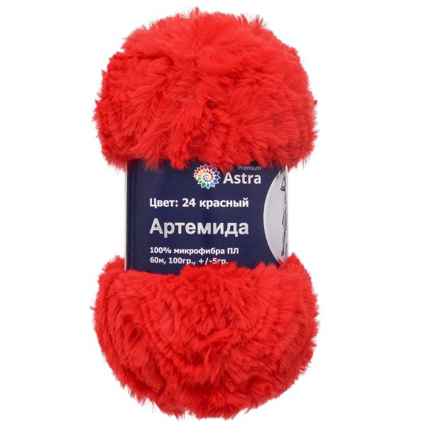 Пряжа Astra Premium (Астра Премиум) Артемида / уп.3 мот. по 100 г, 60 м, 24 красный