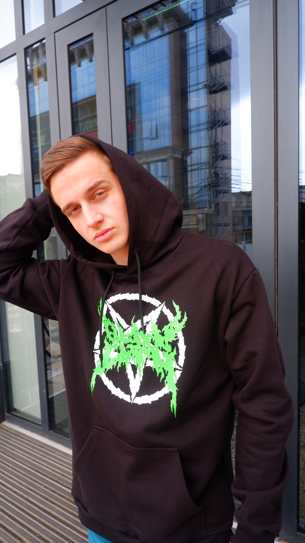 Худи OLDY Green Logo Чёрный