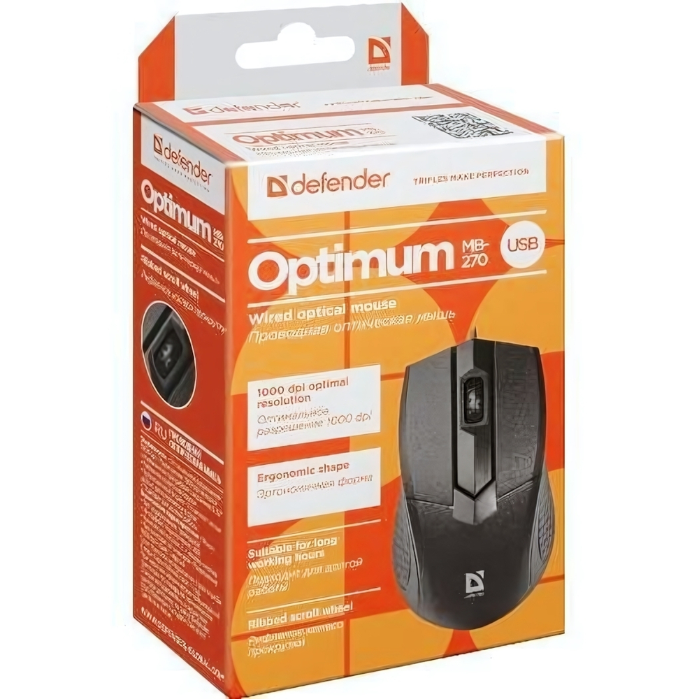 Мышь проводная Defender Optimum MB-270 USB Black
