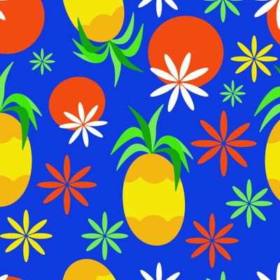 Тропические фрукты. Seamless Tropical Fruits Pattern