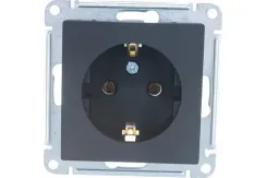 Розетка Systeme Electric ATLASDESIGN с заземлением карбон 34604