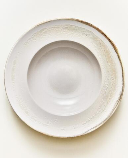 Zara Home тарелка из каменной керамики, цвет бежевый, 27 см