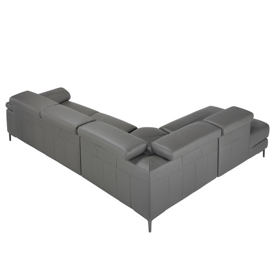 Угловой диван с реклайнером 5320-L-M9019 /6112 Angel Cerda серый кожаный