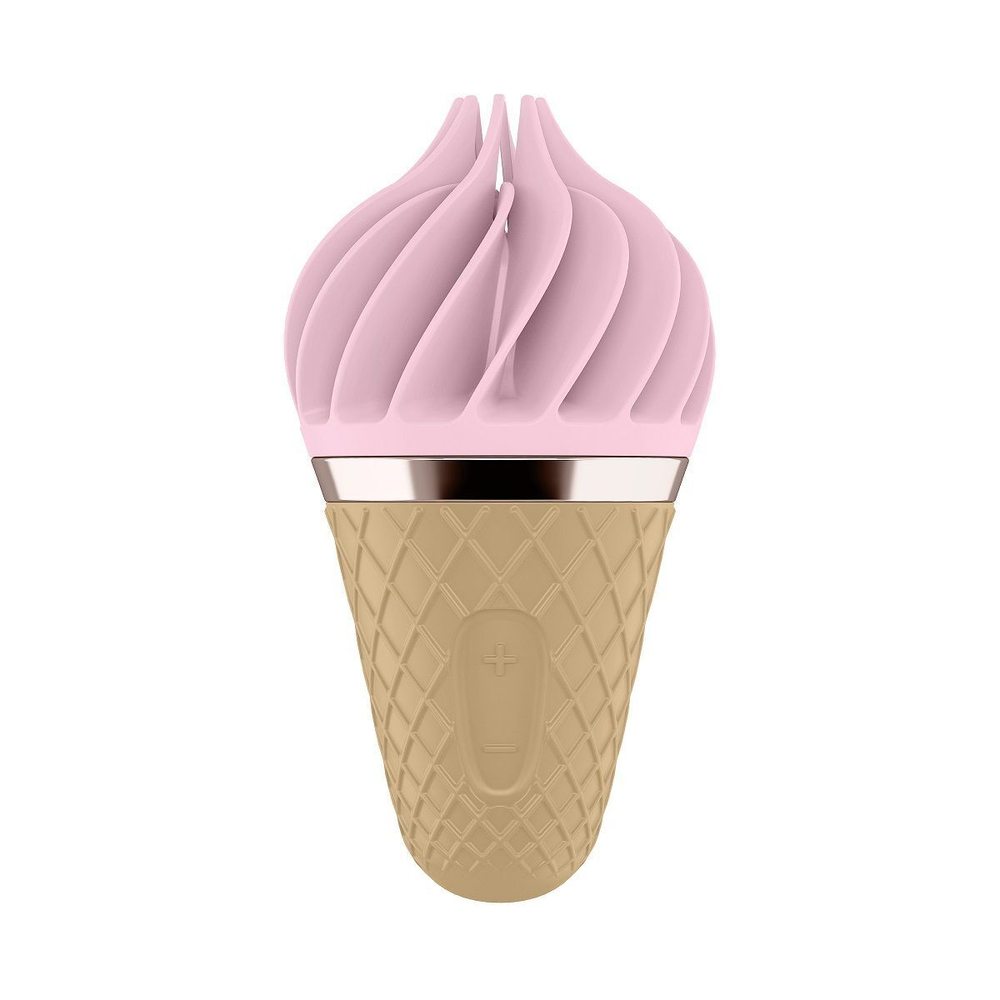 Вибратор-спиннер с розовыми лепестками Satisfyer Sweet Treat (Цвет: бежевый с розовым)