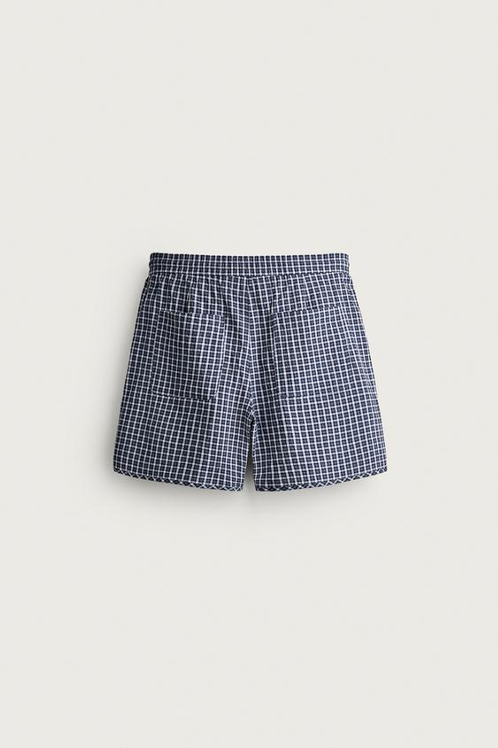 ZARA КОРОТКИЕ ШОРТЫ С РЕЛЬЕФНЫМ УЗОРОМ В КЛЕТКУ, СИНИЙ