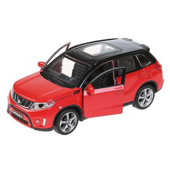 Машина металл SUZUKI VITARA 12 см, двери, багаж, инерц, красн с черным, кор. Технопарк