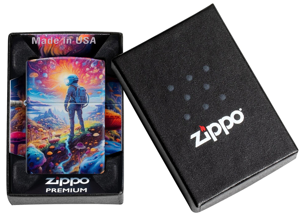 Зажигалка ZIPPO Mushroom Forest Design с покрытием 540 Matte, латунь/сталь, разноцветная, матовая, 3