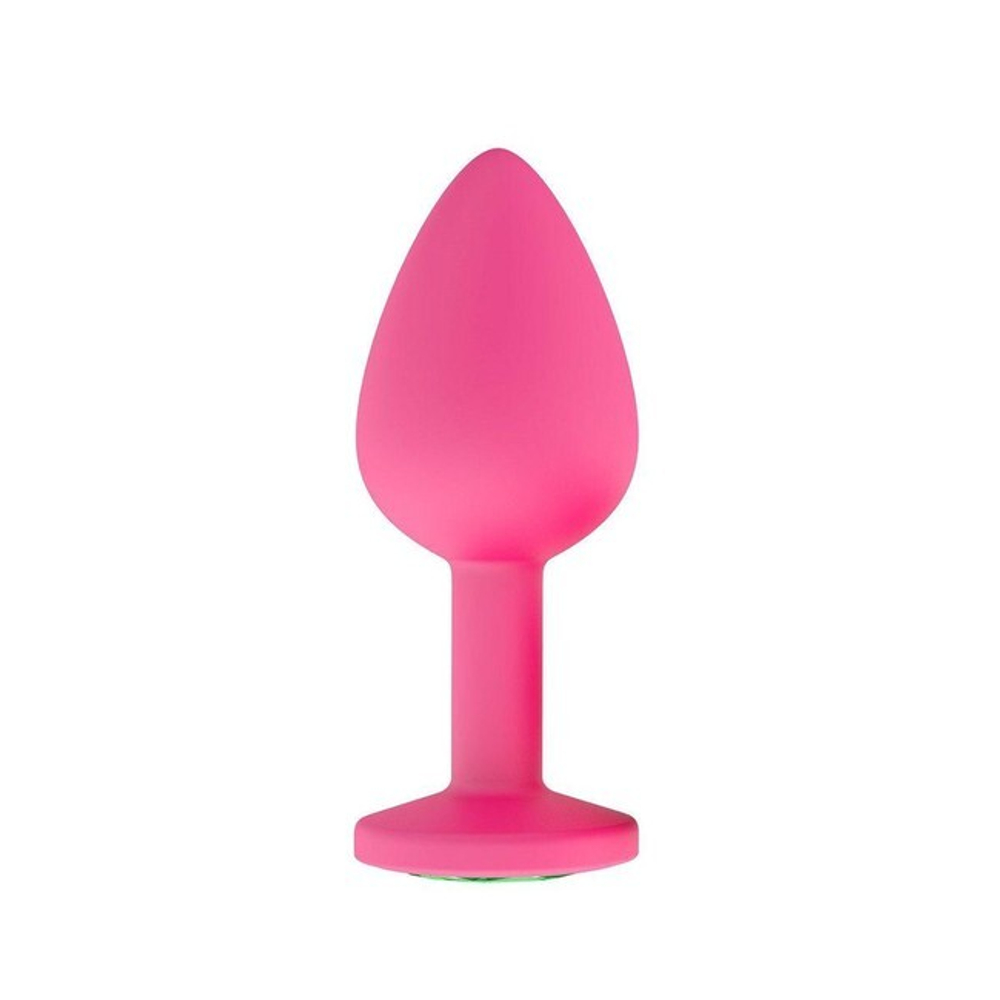 Маленькая розовая пробка с нежно розовым кристаллом ONJOY Silicone Collection (Цвет: розовый)