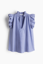 Хлопковая блузка с оборками и V-образным вырезом - H&M