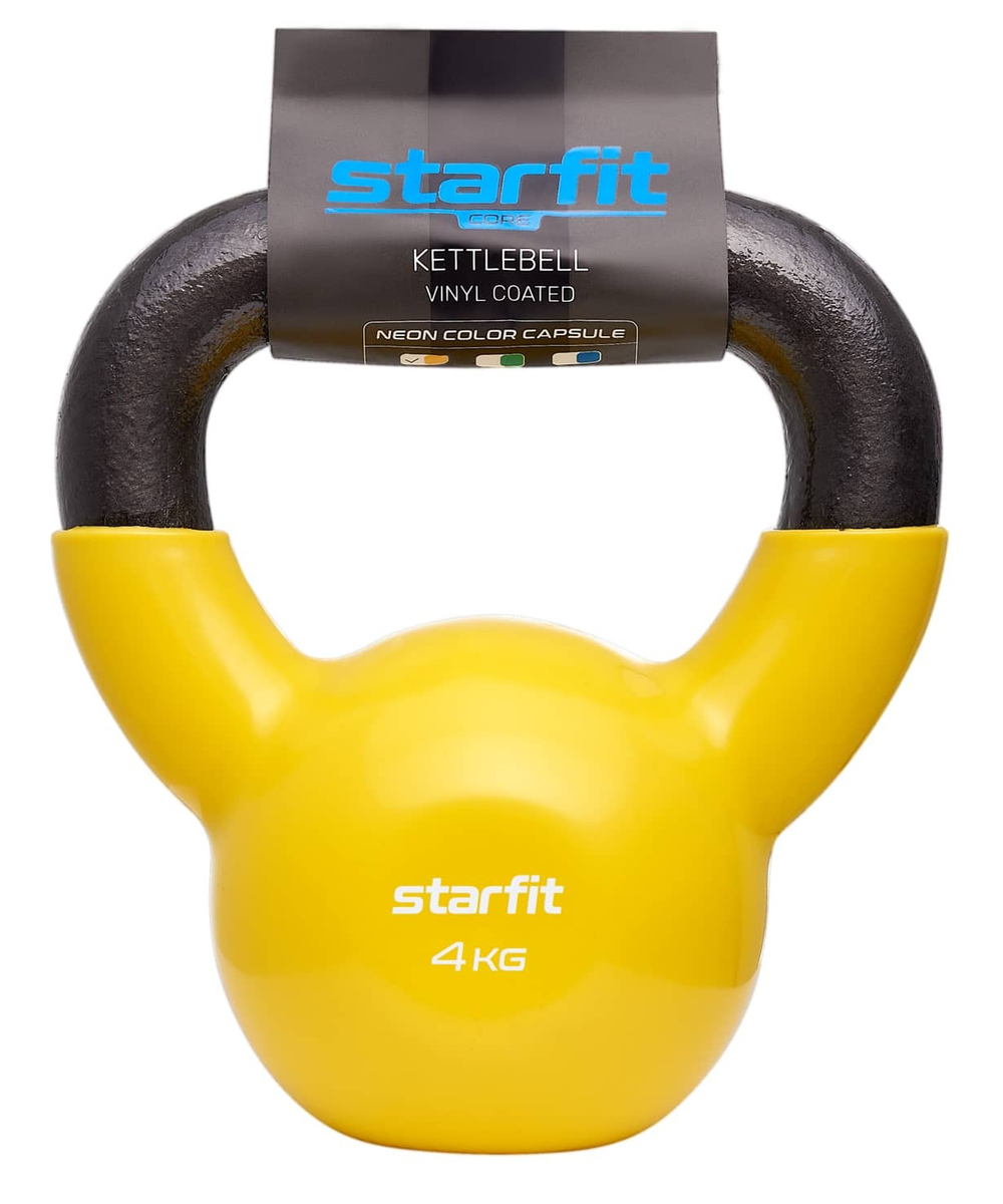 Гиря винил. STARFIT DB-401, 4 кг, цвет желтый