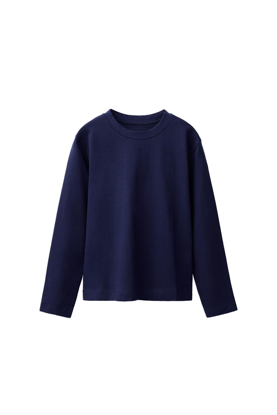 ZARA ОДНОТОННАЯ ФУТБОЛКА С ДЛИННЫМИ РУКАВАМИ, СИНИЙ/ИНДИГО