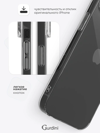 Чехол накладка iPhone 14 Plus 6.7" Gurdini силикон Ultra Twin 1 mm прозрачный