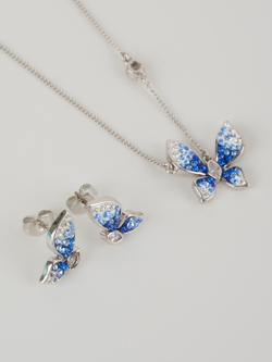 Колье Голубая бабочка с кристаллами Swarovski