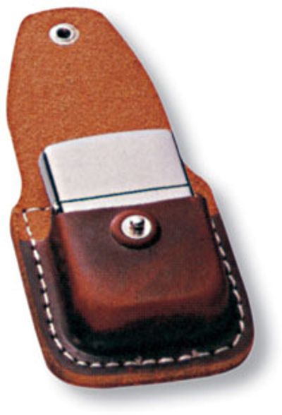 Цена наЧехол Zippo для зажигалки, кожа, с металлическим фиксатором на ремень, коричневый, 57х30x75 мм