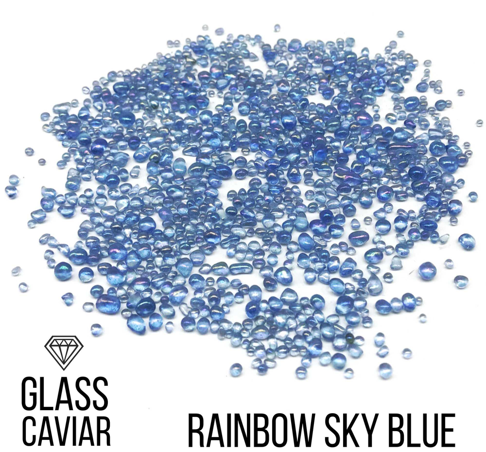 Стеклянная крошка Glass Caviar, Rainbow Sky blue, 250гр