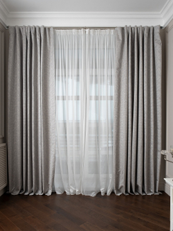 Ткань Портьера 275x260 Garda Decor Gloss серая Серый