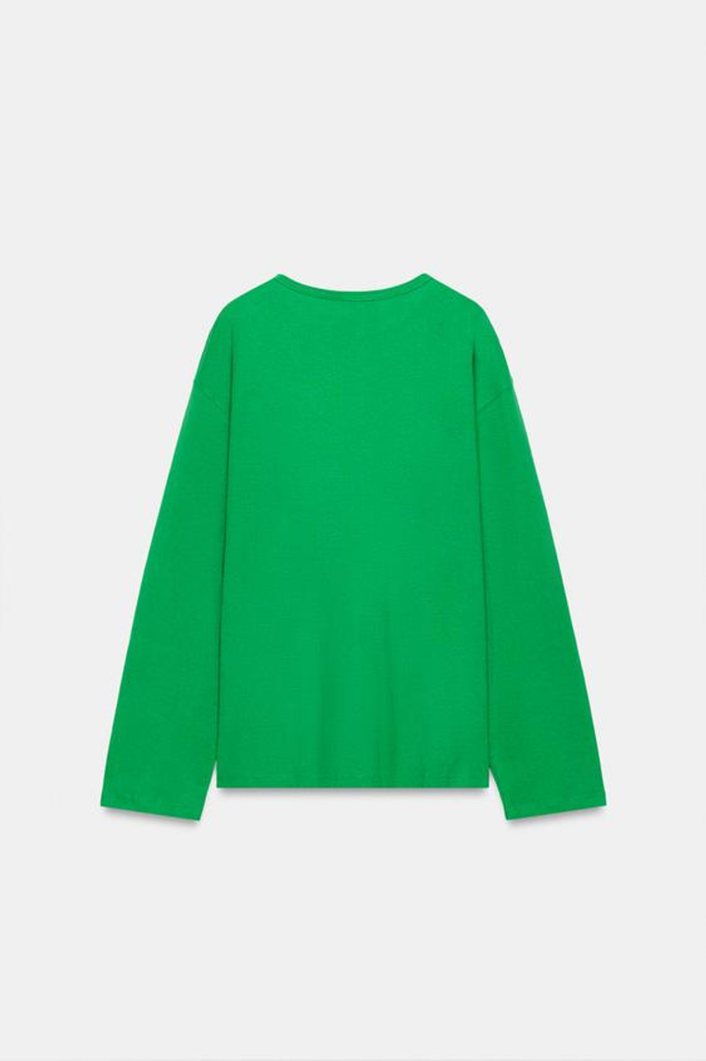 ZARA ФУТБОЛКА ИЗ ХЛОПКА И ЛЬНА, ЗЕЛЕНЫЙ