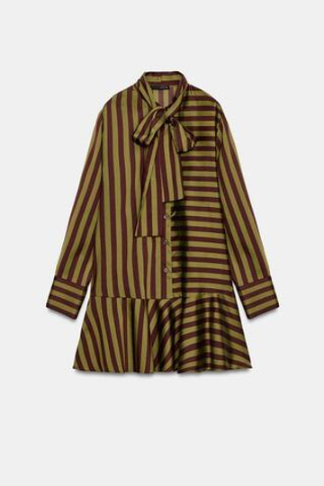 ZARA ПЛАТЬЕ В ПОЛОСКУ С БАНТОМ, ПОЛОСКИ