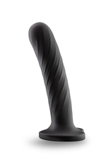 Черный анальный фаллоимитатор Twist Large - 17,78 см. (Цвет: черный)