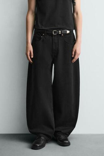 ZARA ДЖИНСЫ BALLOON FIT, ЧЕРНЫЙ