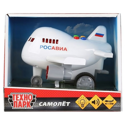Модель ин.пласт. 14,5см Самолет, свет/звук,коробка 1630055-R (Технопарк)