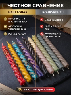 Набор свечей скруток из 8 цветов