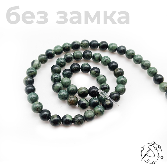 Нить бусин яшма черно-зеленая 6 мм
