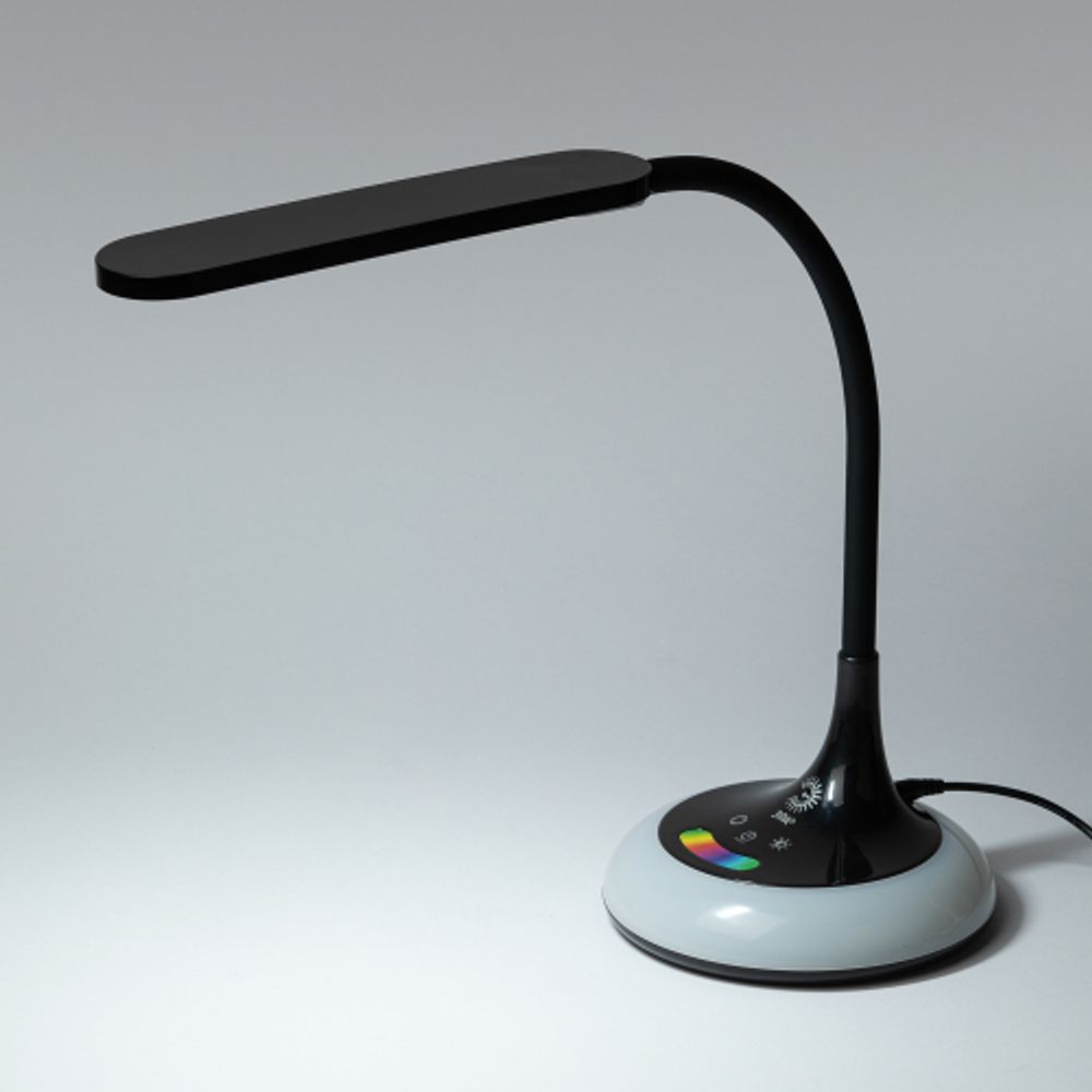 Настольный светильник ЭРА NLED-481-10W-BK светодиодный с RGB ночником черный | Светодиодные настольные лампы